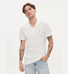 Снимка на Calvin Klein Jeans Тениска с яка и копчета Embro Badge J30J325269 Бял Slim Fit