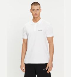 Снимка на Calvin Klein Jeans Тениска с яка и копчета Institutional J30J325495 Бял Regular Fit