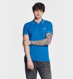 Снимка на Calvin Klein Jeans Тениска с яка и копчета J30J315603 Син Slim Fit