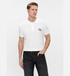 Снимка на Calvin Klein Jeans Тениска с яка и копчета J30J323395 Бял Regular Fit