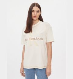 Снимка на Calvin Klein Jeans Тишърт Hero Monologo J20J222974 Екрю Boyfriend Fit