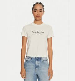 Снимка на Calvin Klein Jeans Тишърт J20J224914 Екрю Regular Fit