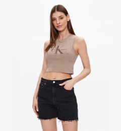 Снимка на Calvin Klein Jeans топ J20J221564 Кафяв Cropped Fit