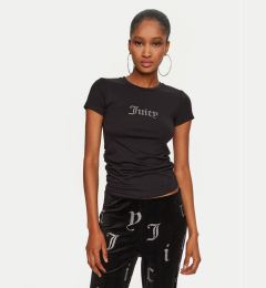 Снимка на Juicy Couture Тишърт Dot Ruched JCWCT24311 Черен Slim Fit