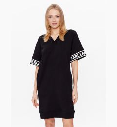 Снимка на KARL LAGERFELD Плетена рокля Logo 225W1356 Черен Relaxed Fit