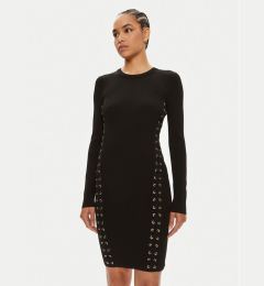 Снимка на MICHAEL Michael Kors Плетена рокля Ribbed Stretch Knit Lace-Up MT482FQ5ZV Черен Slim Fit