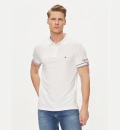 Снимка на Tommy Hilfiger Тениска с яка и копчета Flag MW0MW34780 Бял Slim Fit