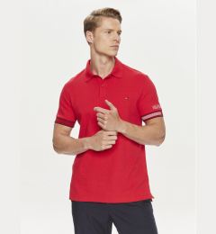 Снимка на Tommy Hilfiger Тениска с яка и копчета Flag MW0MW34780 Червен Slim Fit