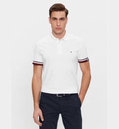 Снимка на Tommy Hilfiger Тениска с яка и копчета Monotype Flag MW0MW33585 Бял Slim Fit