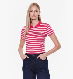 Снимка на Tommy Hilfiger Тениска с яка и копчета Stripe WW0WW27151 Розов Slim Fit