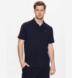 Снимка на Tommy Hilfiger Тениска с яка и копчета Textured Tape MW0MW30713 Тъмносин Slim Fit