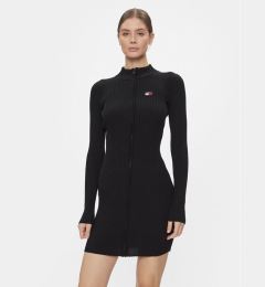 Снимка на Tommy Jeans Плетена рокля Tjw Badge Zip Sweater Dress DW0DW17525 Черен Slim Fit