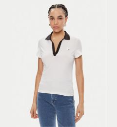 Снимка на Tommy Jeans Тениска с яка и копчета Contrast DW0DW17225 Бял Slim Fit