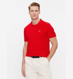 Снимка на Tommy Jeans Тениска с яка и копчета DM0DM18312 Червен Slim Fit