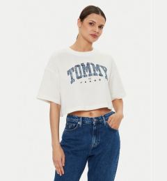 Снимка на Tommy Jeans Тишърт DW0DW18420 Екрю Oversize