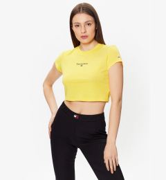 Снимка на Tommy Jeans Тишърт Essential Logo DW0DW15444 Жълт Cropped Fit