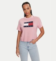 Снимка на Tommy Jeans Тишърт Flag DW0DW18629 Розов Boxy Fit