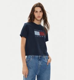 Снимка на Tommy Jeans Тишърт Flag DW0DW18629 Тъмносин Boxy Fit