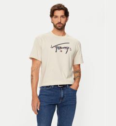 Снимка на Tommy Jeans Тишърт Signature Twist DM0DM19683 Бежов Regular Fit