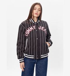 Снимка на Tommy Jeans Яке бомбър Pinstripe Letterman DW0DW15336 Черен Relaxed Fit