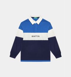 Снимка на United Colors Of Benetton Тениска с яка и копчета 32HJC300Y Син Regular Fit