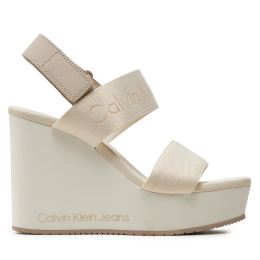 Снимка на Сандали Calvin Klein Jeans Wedge Sandal Webbing In Mtl YW0YW01479 Екрю