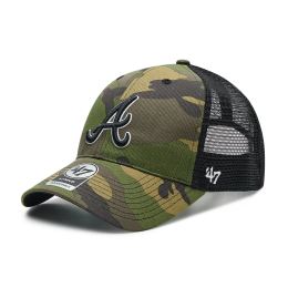 Снимка на Шапка с козирка 47 Brand MLB Atlanta Braves Branson Trucker B-CBRAN01GWP-CMB Зелен