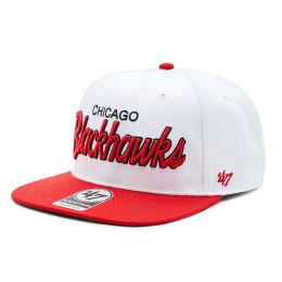 Снимка на Шапка с козирка 47 Brand NHL Chicago Blackhawks Crosstown Script Two tone '47 CAPTAIN H-CTWTT04WBP-WH Бял