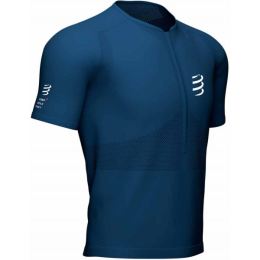 Снимка на Compressport TRAIL HALF-ZIP FITTED SS TOP Мъжка фланелка за бягане, тъмносин, размер