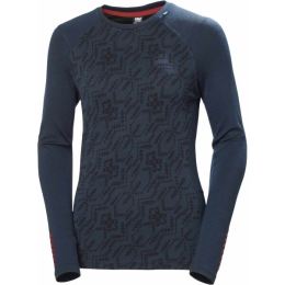 Снимка на Helly Hansen W LIFA MERINO MIDWEIGHT GRAPHIC CREW Дамска тениска от Мерино, тъмносин, размер