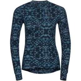 Снимка на Odlo W BL TOP ACTIVEWARM ECO GRAPHIC Дамска функционална блуза, синьо, размер