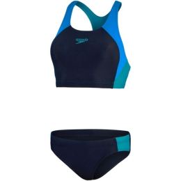 Снимка на Speedo COLOURBLOCK SPLICE 2 PIECE Дамски бански костюм от две части, тъмносин, размер