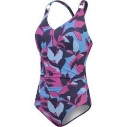 Снимка на Speedo SHAPING PRITNED V NECK 1 PIECE Дамски цял бански, тъмносин, размер