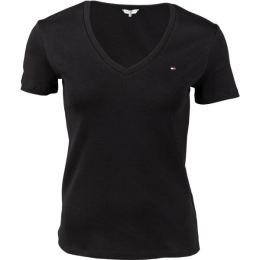 Снимка на Tommy Hilfiger IM SLIM SOLID V-NK TOP SS Дамска тениска, черно, размер