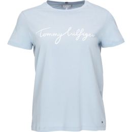 Снимка на Tommy Hilfiger REG C-NK SIGNATURE Дамска тениска, светлосиньо, размер