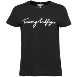 Снимка на Tommy Hilfiger REG C-NK SIGNATURE Дамска тениска, черно, размер