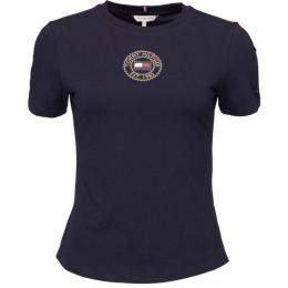 Снимка на Tommy Hilfiger SLIM NAUTICAL GRAPHIC Дамска тениска, тъмносин, размер